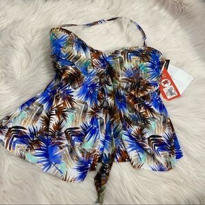 Fit 4 U Tropical Print Tankini Bathing Suit Top